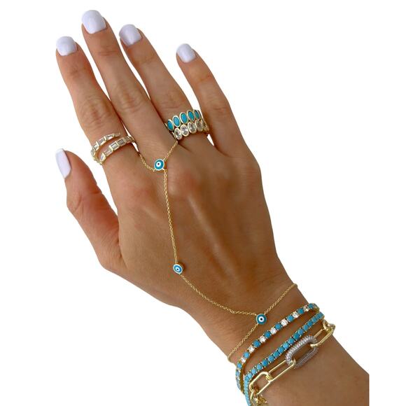 Round Enamel Eye Hand Chain - Picture 2 of 2